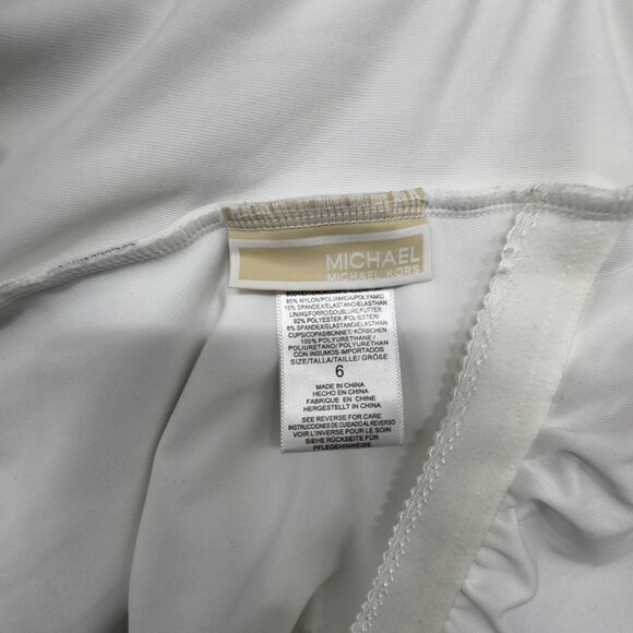 Michael Kors Womens 6 Tan Zebra Print 1 Piece Swimsuit Ladder Back Design - Picture 15 of 16